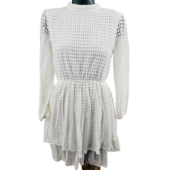 Mustard Seed White Romantic Lace Western Boho Short Dress Cottagecore XS 3128 - Picture 1 of 8